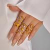 7Pcs Chunky Geometric Heart Shell Ring Set for Women Stainless Steel Dual Tone Stackable Y2K Trendy Statement Knuckle Jewelry