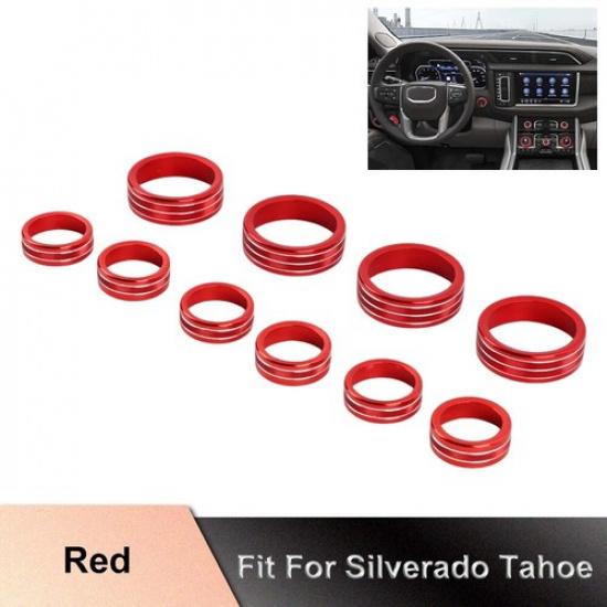 

For Chevy Silverado 19+Tahoe 21+ Console Radio AC Switch Button Knob Trim Rings