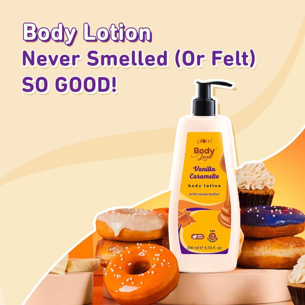 Plum BodyLovin' Vanilla Caramello Body Lotion 200ml Pack of 1 | Deep Moisturizing Non-Greasy Glow for Dry Skin