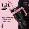 1.2L Dual - Drink Insulated Tumbler, Sweet - Cool Black - Pink Large - Capacity Portable Straw Cup With Handle And Straw