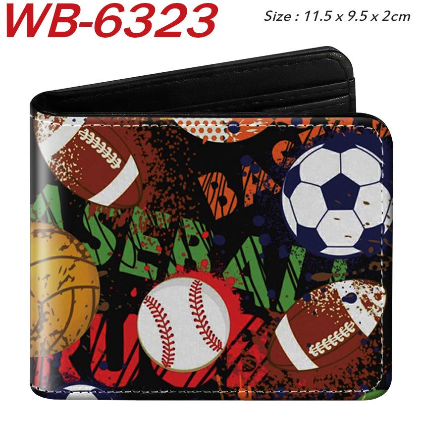 Sports Ball Bifold Wallet Football Basketball Rugby Pattern Student Coin Purse Card Holder Leather Short 1pcs
