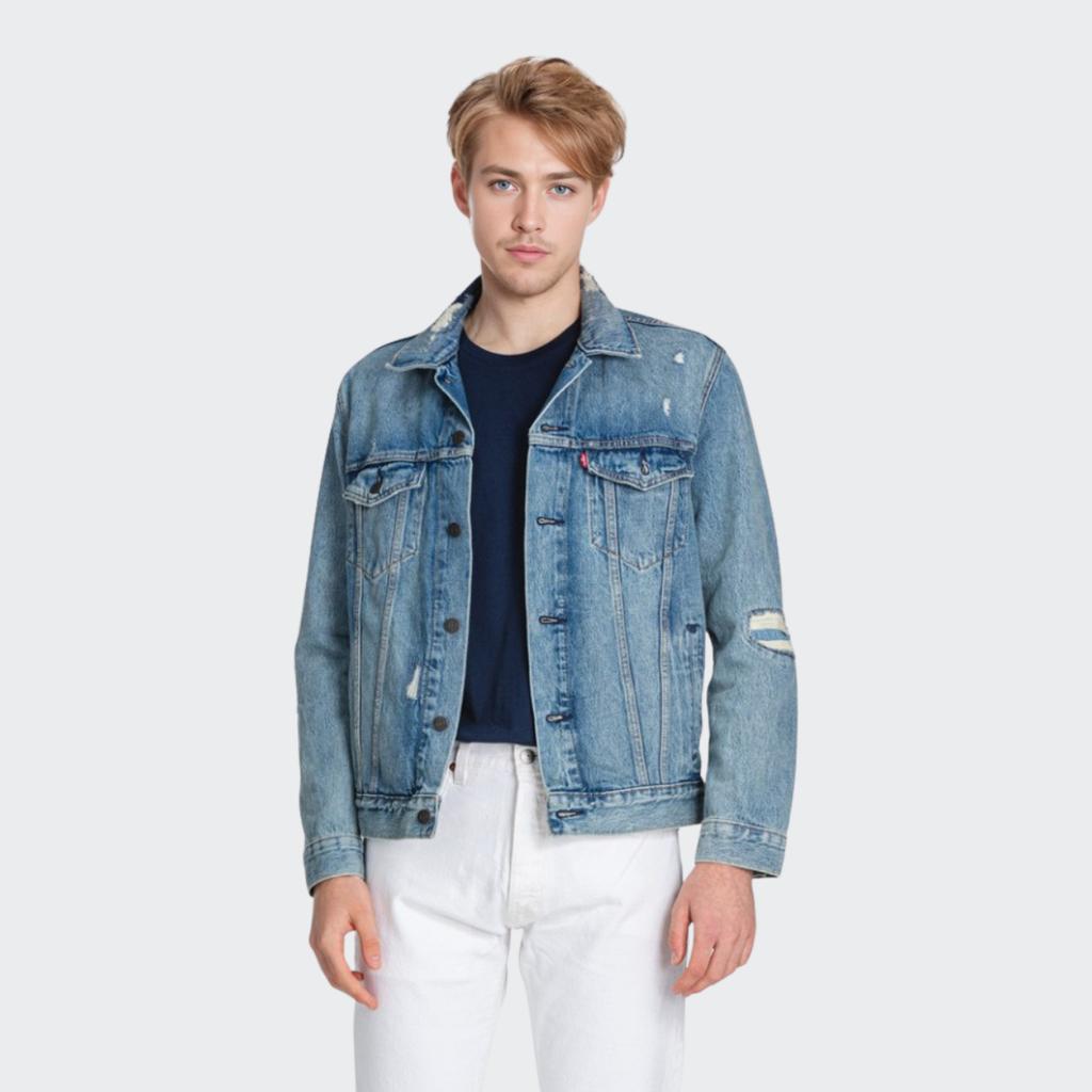 Levis Button-Down Collar Long Sleeve Denim Jacket Men Jackets Blue 72334-0475