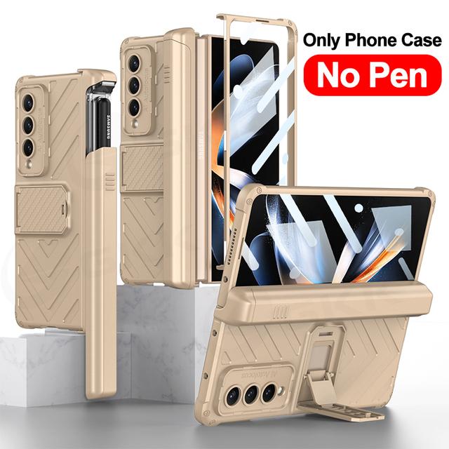 Για Samsung Galaxy Z Fold 4 3 Θήκη Armor Μαγνητικό σκληρό κάλυμμα - Περιλαμβάνεται Γυάλινη θήκη για στυλό για Galaxy Z Fold4 5g