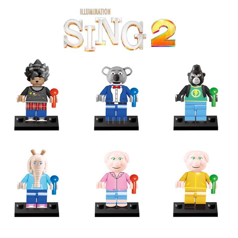 6pcs Sing 2 Building Blocks Figures Rosita Meena Toy Models Birthday Gift