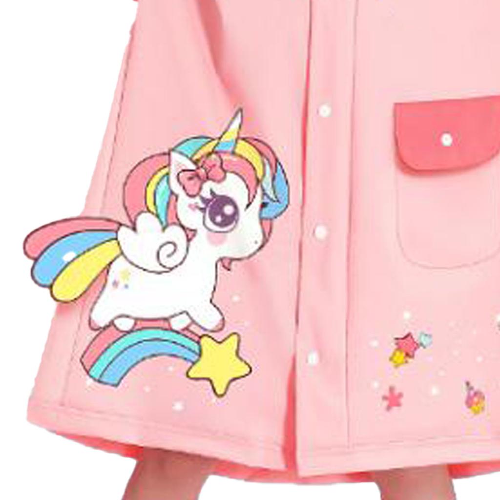 Kids Raincoat Waterproof Cute Pattern Lightweight Portable Children Hooded Rainwear for Girl Boy
