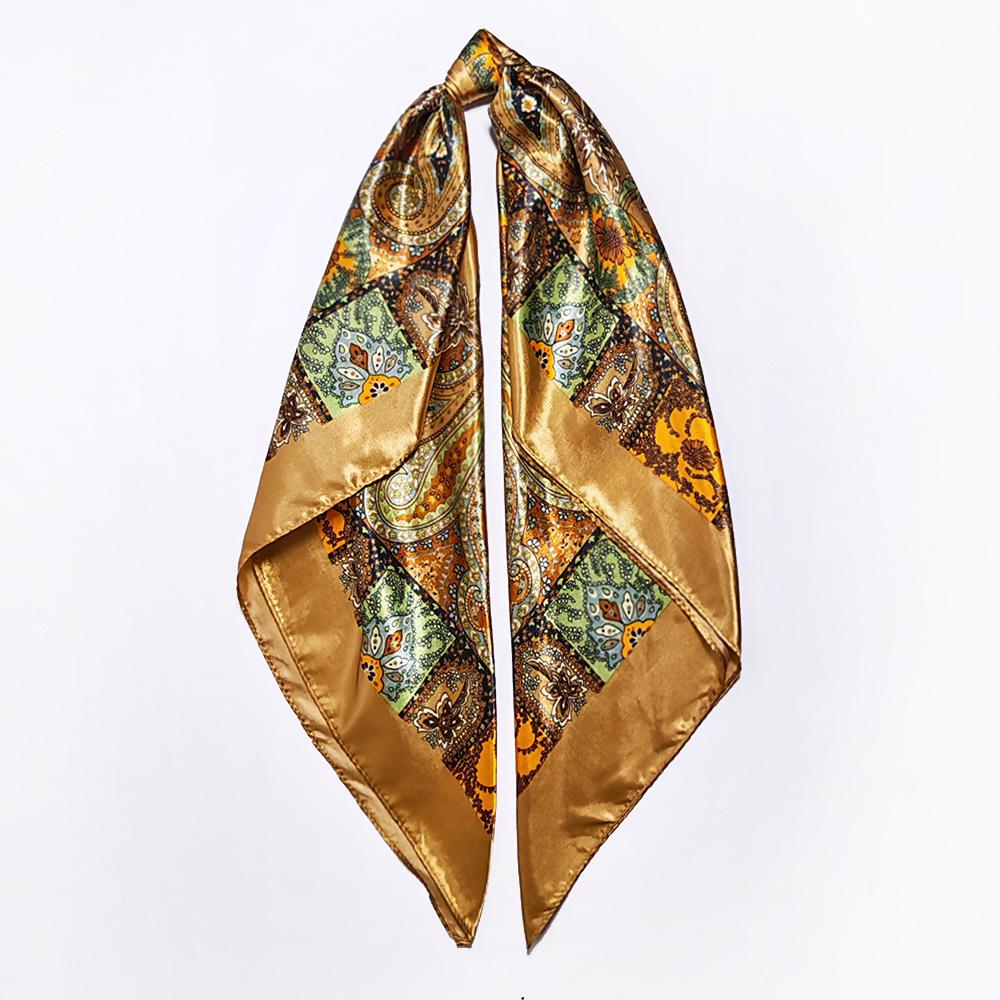 90cm Trendy Paisley Silk Headscarf for Women - Versatile European American Imitation Silk 90x90cm
