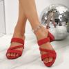 Summer Strap Party Office Red Lady Sandals Casual Women Sandals High Square Heels Peep Toe Shoes for Women Sandalias De Mujer