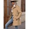 Women's Notched Lapel Wool Blend Coat, Slim Fit Belted Waist Trench with Thermal Lining, Elegant Office Chic Overcoat for Commute With Pockets