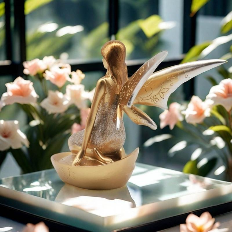 Resin Angelic Statue Flower Girl Decorative Ornament High Decorative Figurine for Christmas and Thanksgiving Day