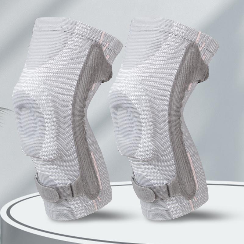 

Flat Knitting Sports Knee Pads Meniscus Silicone Cushioning Spring Support Pressurized Straps Breathable Mountaineering Cycling and Running XXL