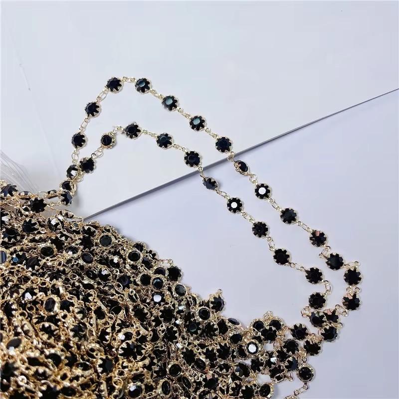 

1meter Glass Crystal Beads Necklace Chains Kc Gold Color Copper Link Bracelet Chains Bulk Lot for Diy Jewelry Making Accessories