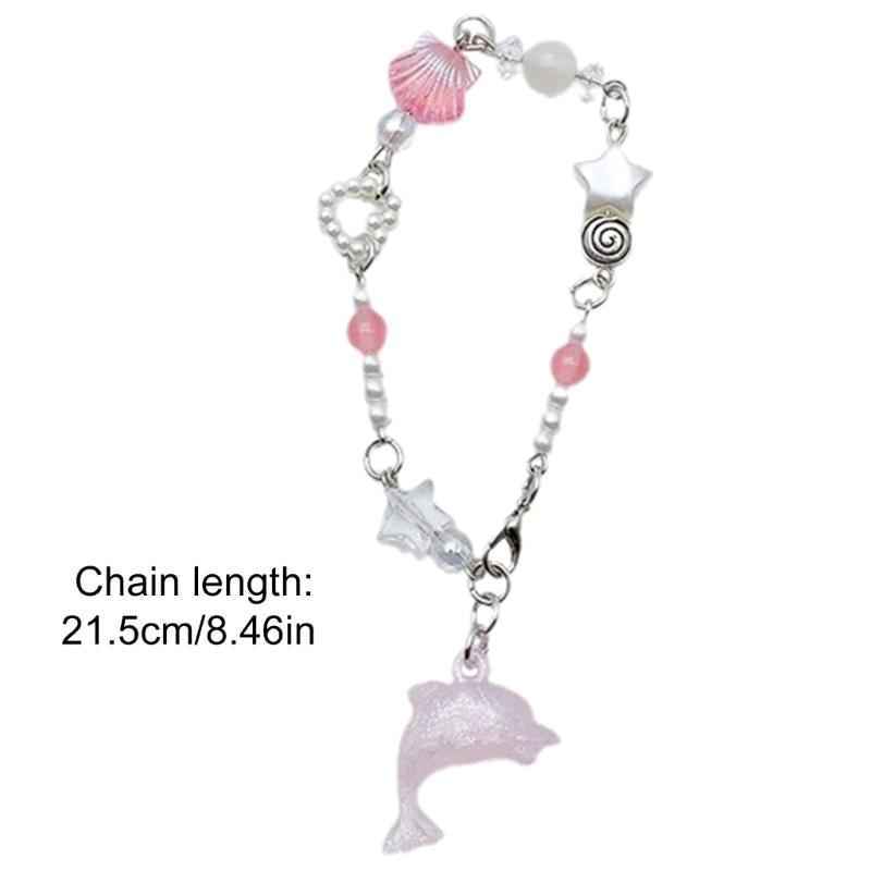 Handcrafted Dolphin Pendant Bracelet Cute Star Beaded Wristband Adjustable Chain Aesthetic Jewelry Gift for Women Girls