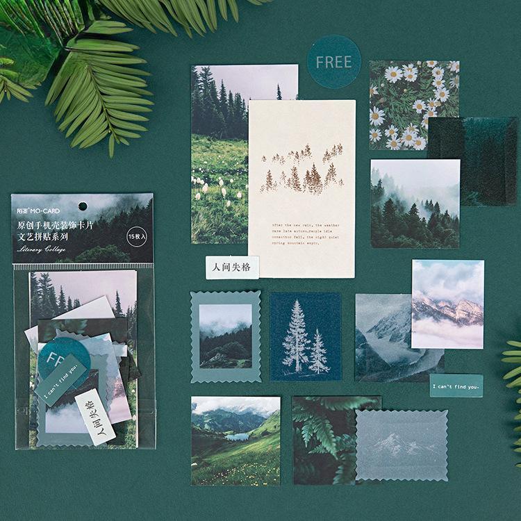 

15 шт., чехол для мобильного телефона, декоративная открытка, художественный коллаж, планета, материал для украшения, бумага, канцелярские принадлежности, бумага для заметок, можно писать