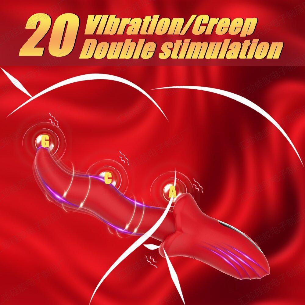 Display Screen Tongue Wiggling Vibrator - Dual Vibration Lip & Clitoral Stimulator, G-Spot Thrusting Massager Sex Toy