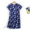 Plus size Estate Donna Camicia da notte Manica corta Simpatico cartone animato pigiameria dolce O Collo Camicie da notte Pigiama Pigiama da donna in cotone