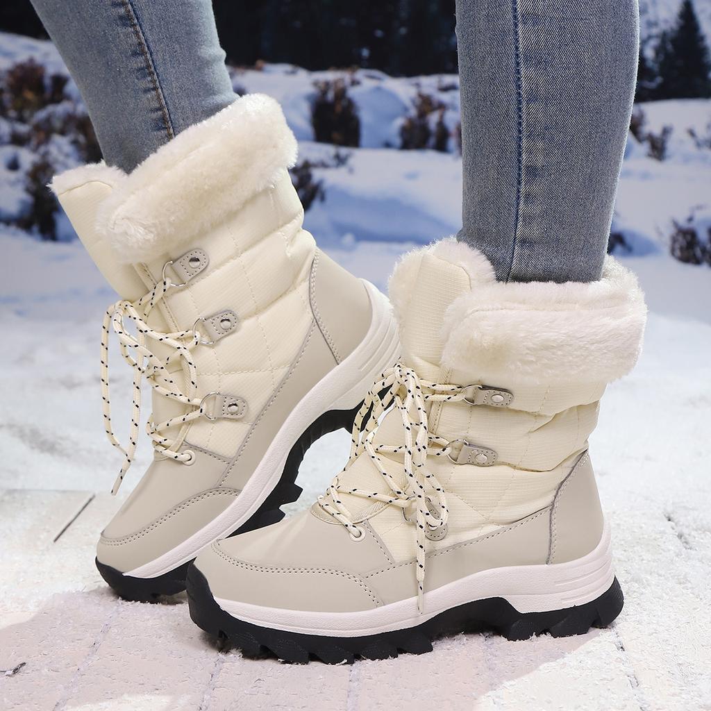 TUINANLE Women's Winter Boots Plus Velvet Warm High-top Hiking Shoes for Women Non-slip Outdoor Ladies Snow Boots