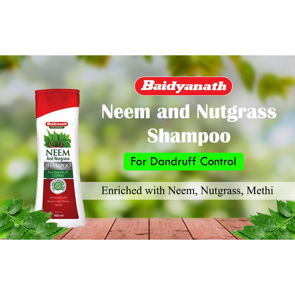 Baidyanath Asli Ayurved Neem And Nutgrass Shampoo 450 ML Pack Of 1 For Soft, Shiny, Nourished Hair