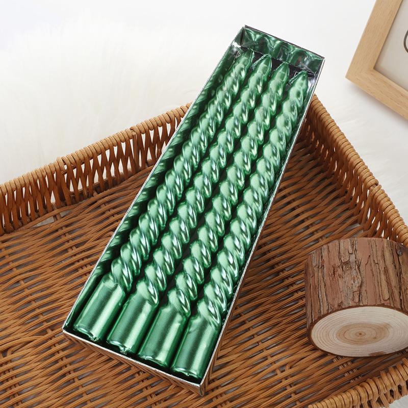 European Long Pole Colored Thread Candlestick Candle Home Romantic Candlelight Dinner Decoration Wedding Birthday Candle