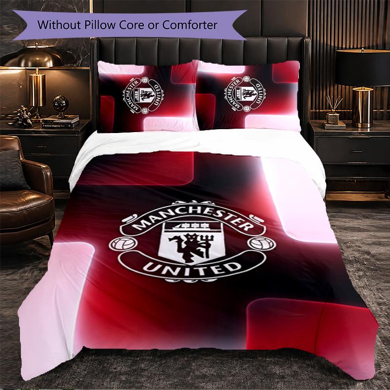 Biancheria da letto a tema Manchester United FC Set 3 Pezzi Copripiumino Biancheria da letto Decorativa per Stanza Adolescenti Decorazione Casa