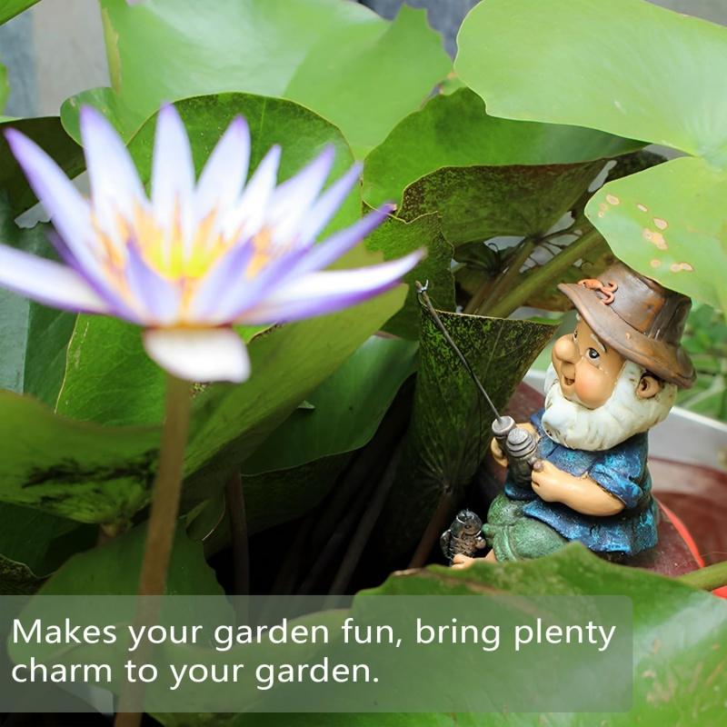 Fishing Gnome Statue Figurine Resin Dwarf Sculpture Home Garden Decor Ornament