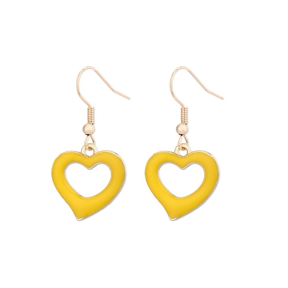 

Simple Fashionable Heart Drip Oil Earrings Chic Casual Street Style Hot Sale жовтий
