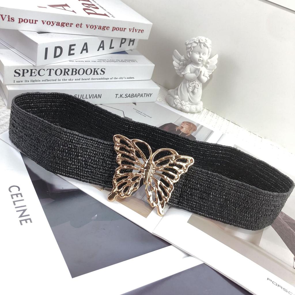 Golden Butterfly Belt Women'S Elastic Elastic Waist Seal Waist Seal With Skirt Dress Bandwidth