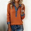 Abbigliamento donna europeo e americano ins colletto in denim maniche lunghe, maglione top a pullover con splicing in maglia