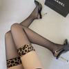 Leopard Tube Stocking Patchwork Sexy Black Stockings Popular Underwear Women's Thigh High Socks 20D Transparent Long Leg Hosiery