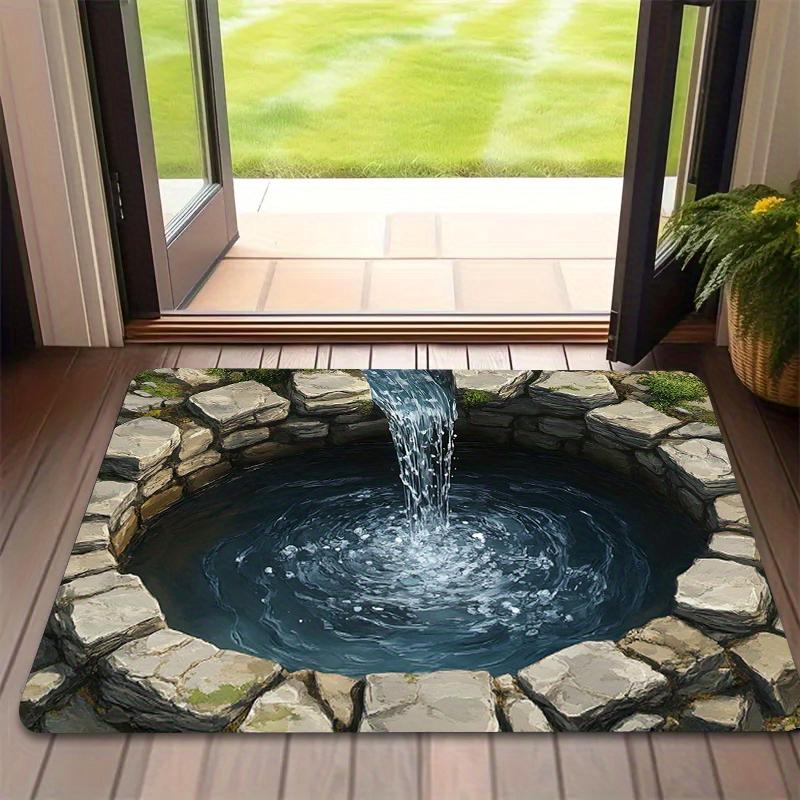 3D Waterfall Doormat for Entryways | Creative Floor Mats | Unique Home Entrance Decor Anti Slip Carpet Can Be Machine Washed