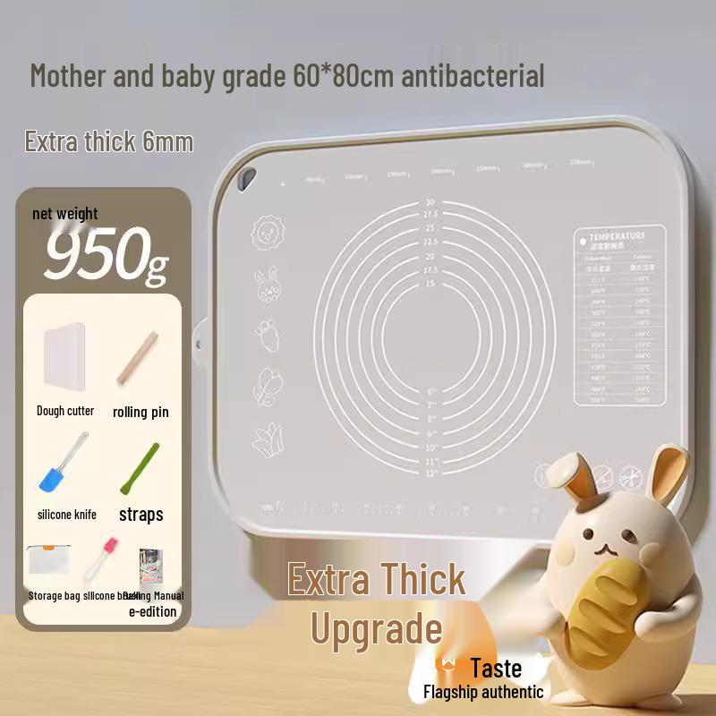 Food Grade Thickened Silicone Kneading and Rolling Mat, Non-Slip Cutting Board for Dumplings and Dough.