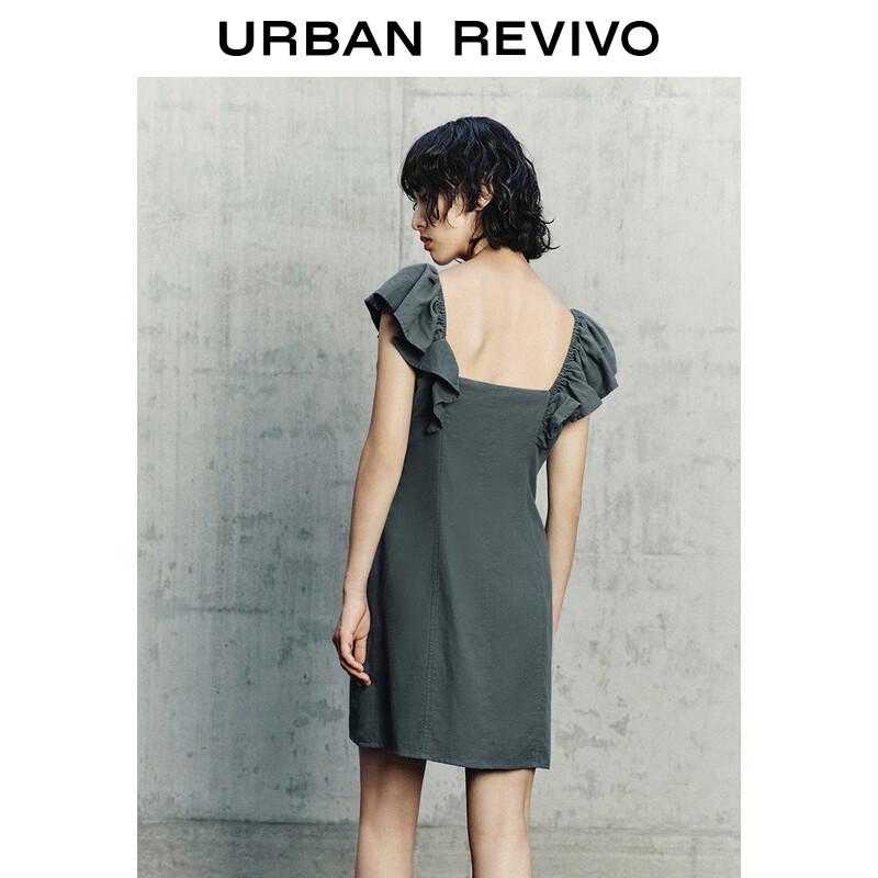 UR 2024 Summer Retro Puff Sleeve Pleated Dress