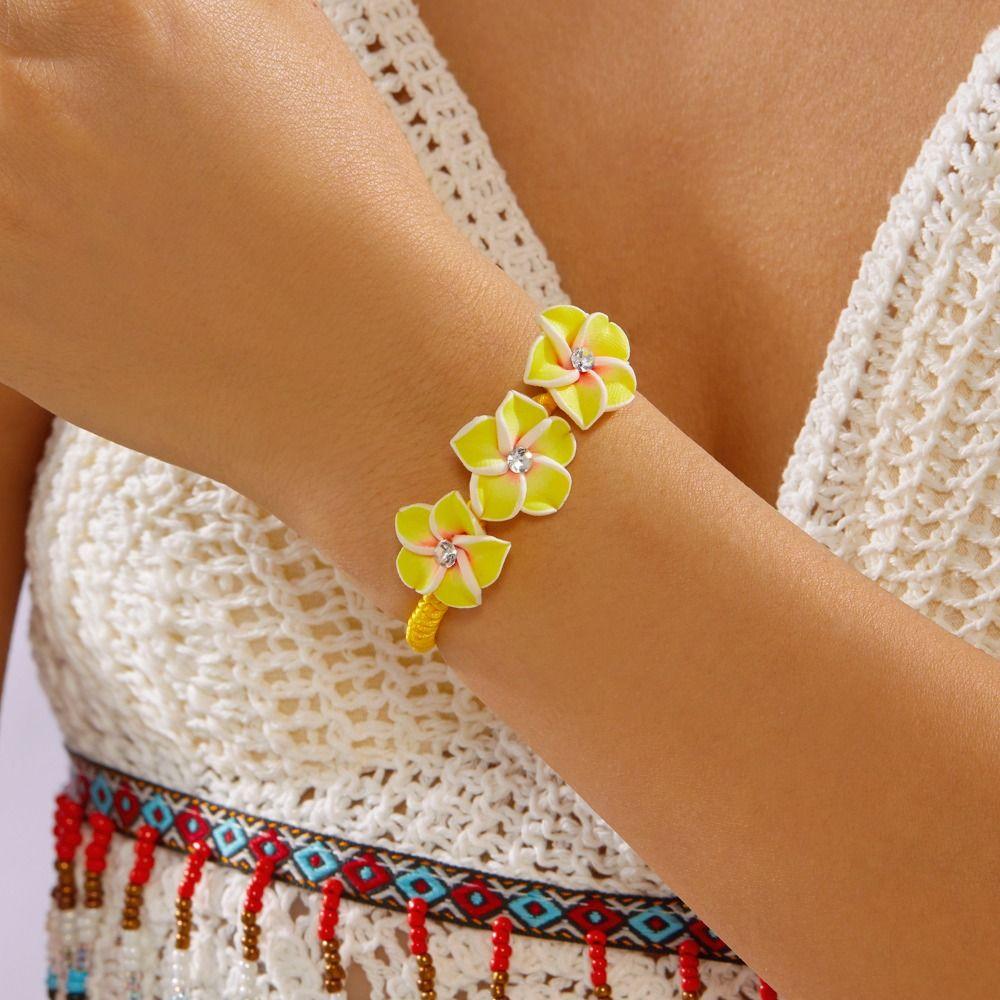 Boho Flower Bracelet Colorful Bohemian Beach Jewelry Retro Egg Flower Bangle  Party Jewelry
