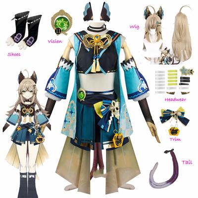 Gra Kirara przebranie na karnawał peruka kocie uszy ogon akcesoria do butów pełny zestaw Anime kostium na Halloween dla kobiet XXXL