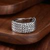 High-end Trendy Ring with Woven Pattern and Iris Flower Design, Open-ended Vintage Fashion Accessory