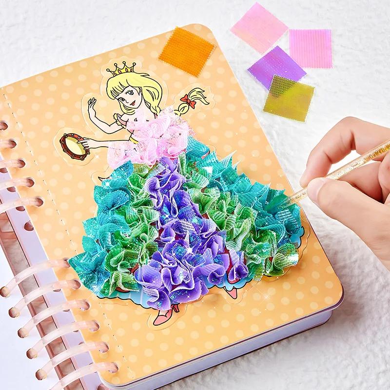 DIY Painting Sticker Craft Toys Kid Art Girls Poking Princess Handmade Educational Magical Children Gifts