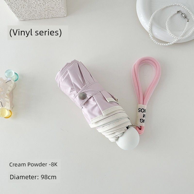 

Summer Clear Sun Umbrella Small Sun Protection UV Protection Women Manual Folding Extra Large Color Glue Sun Protection Rain Or Shine Dual-Use [Vinyl 8K] cream powder