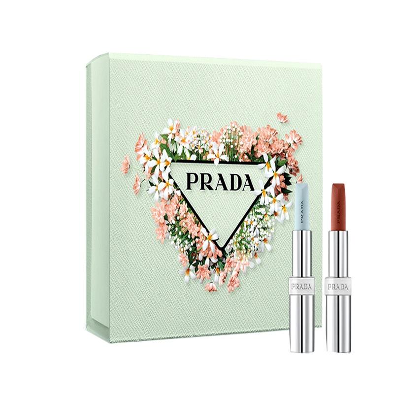 Prada Ограниченная весенняя помада, двухцветная помада, матовая, легко наносится и отбеливает, + U001 непредсказуемый синий + U011 умный нюдовый синий