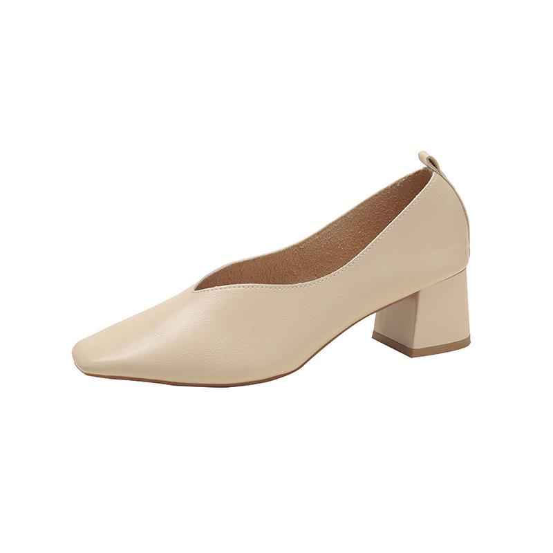 Women’s 2024 Spring/Autumn Square Toe Chunky Mid Heel Professional Interview Shoes