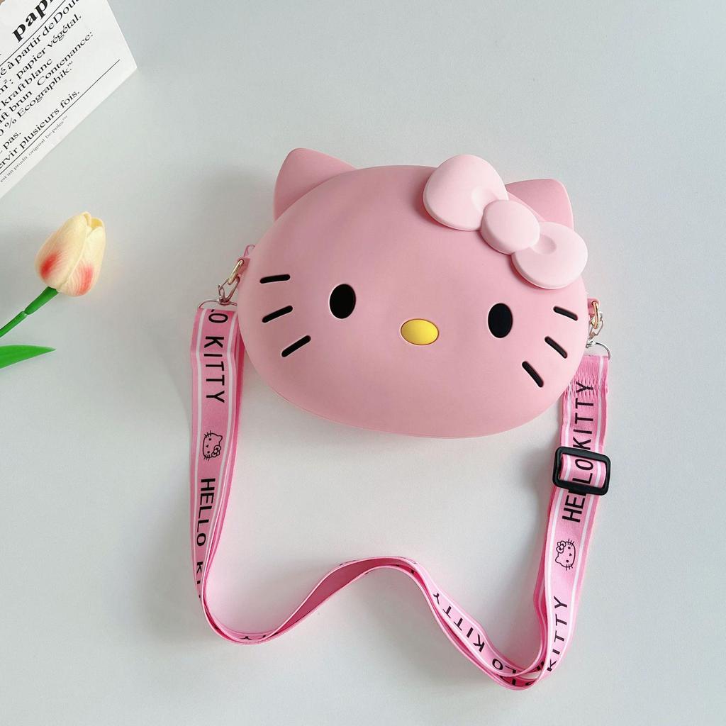 Cat Head Silicone Handbag: 2025 New Cartoon Phone Card Crossbody Bag & Children's Coin Purse