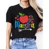 Women'S Casual Round-Neck Short-Sleeve Sports T-Shirt with Spanish Letter Print for Spring and Summer