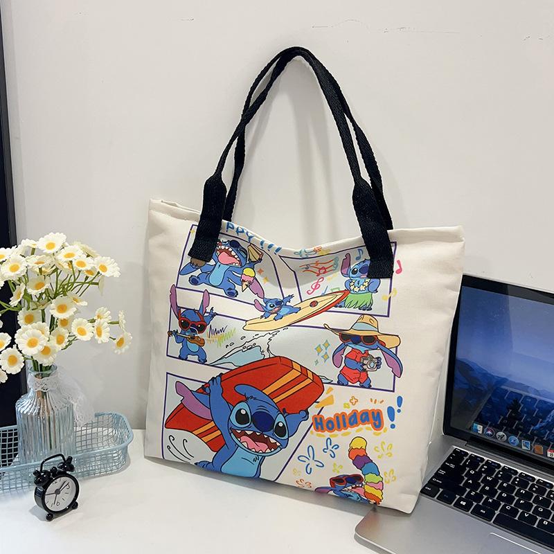 High-value canvas bag large-capacity cute cartoon interstellar baby student clothing book shoulder bag portable shopping bag female