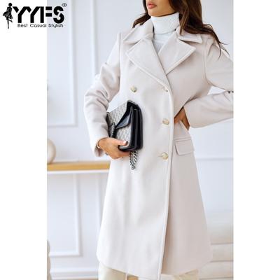 Women's Fashion Casual Solid Color Print Autumn Winter Long Sleeve POLO Neck Jackets & Coats