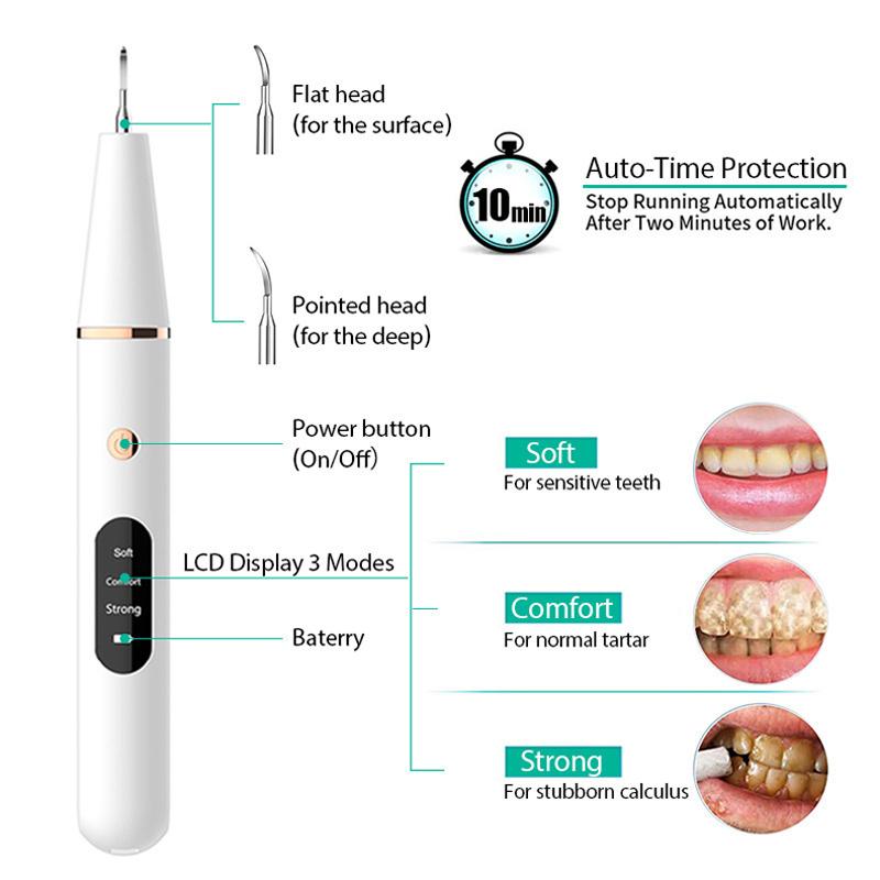 Ultrasonic Dental Tartarro Cleaner Cleaning Machine Teeth Cleaning Tools Dental Calculus Stain Tartar Remover Wireless Cleaner