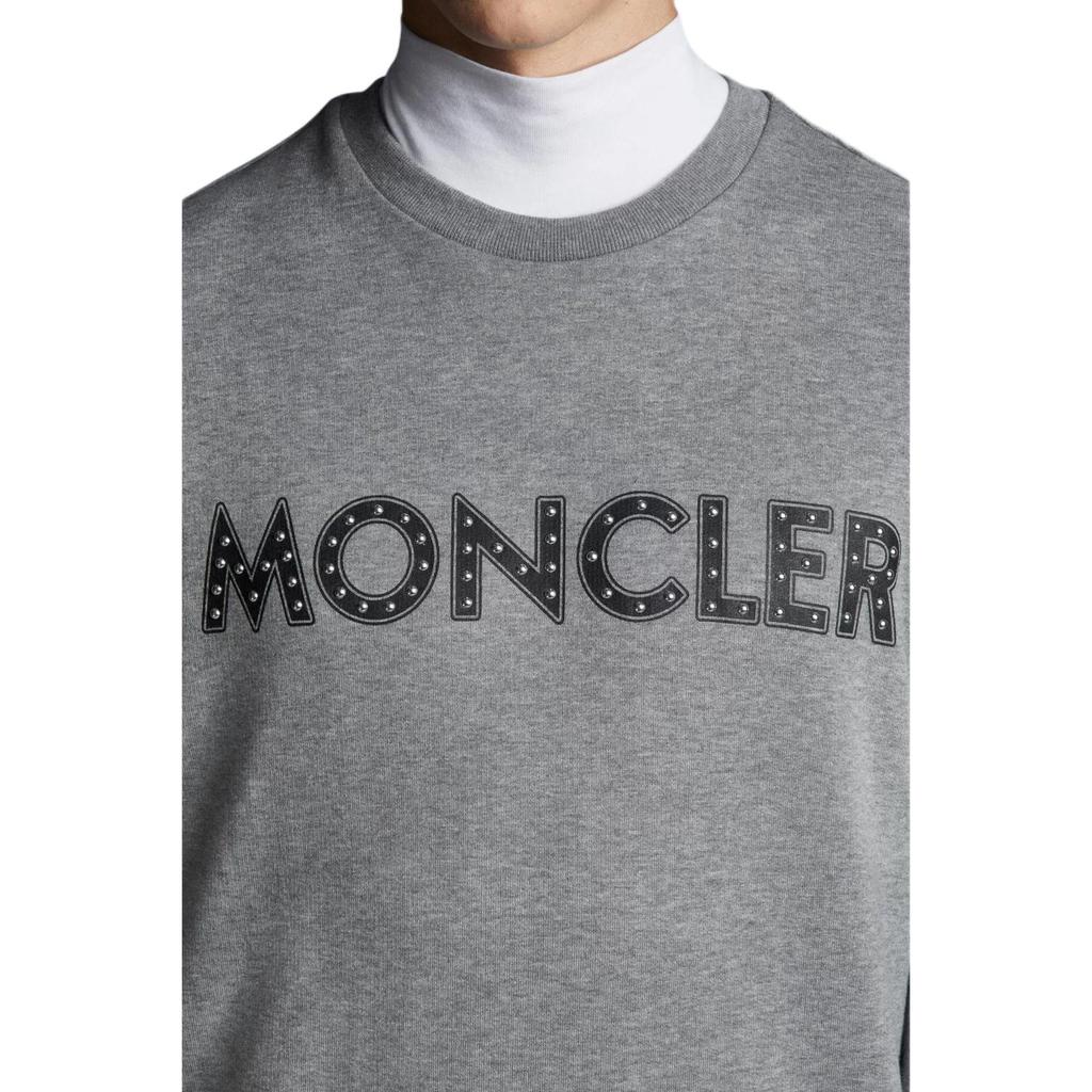 Moncler FW22 Letter Print Logo Label Crewneck Sweatshirt Men sweatshirt Gray H10918G00013809KR989