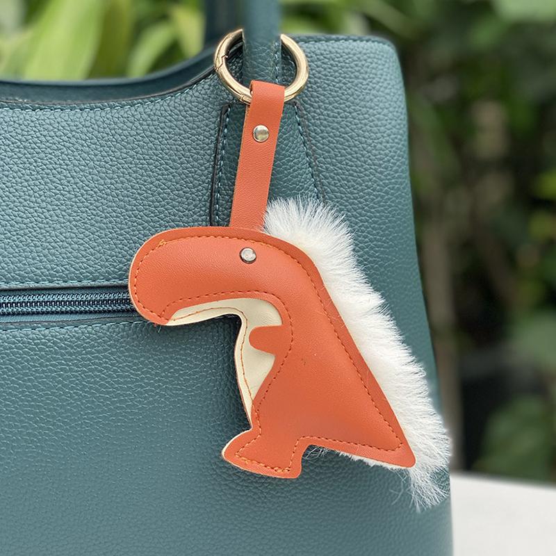 Frauen Mädchen Anhänger Kreative Schlüssel Ringe Halter Niedlichen Cartoon Dinosaurier Tasche Dekorationen PU Leder Dekorative Geschenk Zubehör