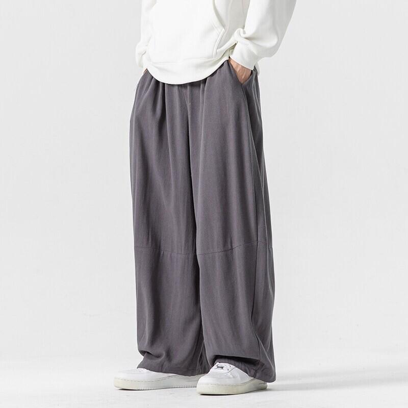 2026 Streetwear Men Wide Leg Pants Cotton Linen Casual Harem Pants Male Oversize Vintage Loose Men Joggers Trousers