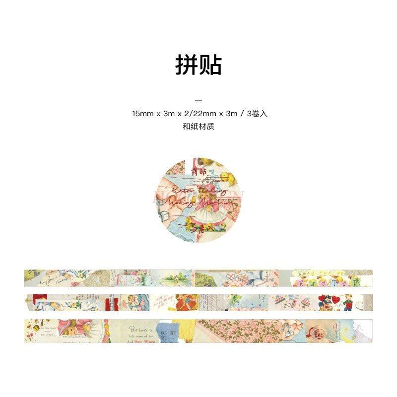 3rolls/set Pattern Text and Paper Tape, Hand Account Materials, Hand Account Decoration Stickers