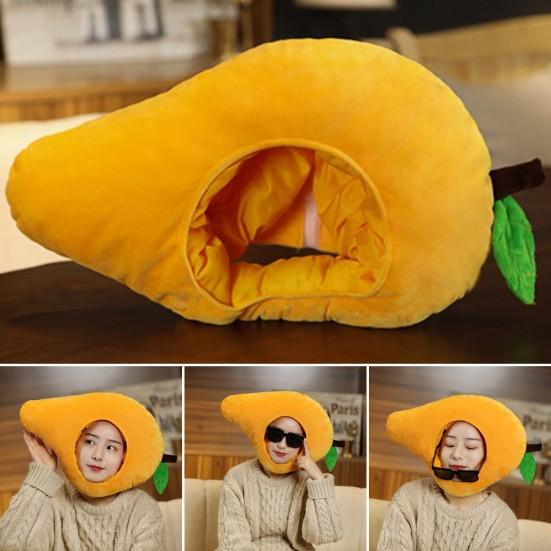 Mango Headgear Soft Simulation Fruit Hat Lovely Selfie Props Dress-up Headwear Cartoon Plush Hat Cosplay Costume Accessories Party Supplies