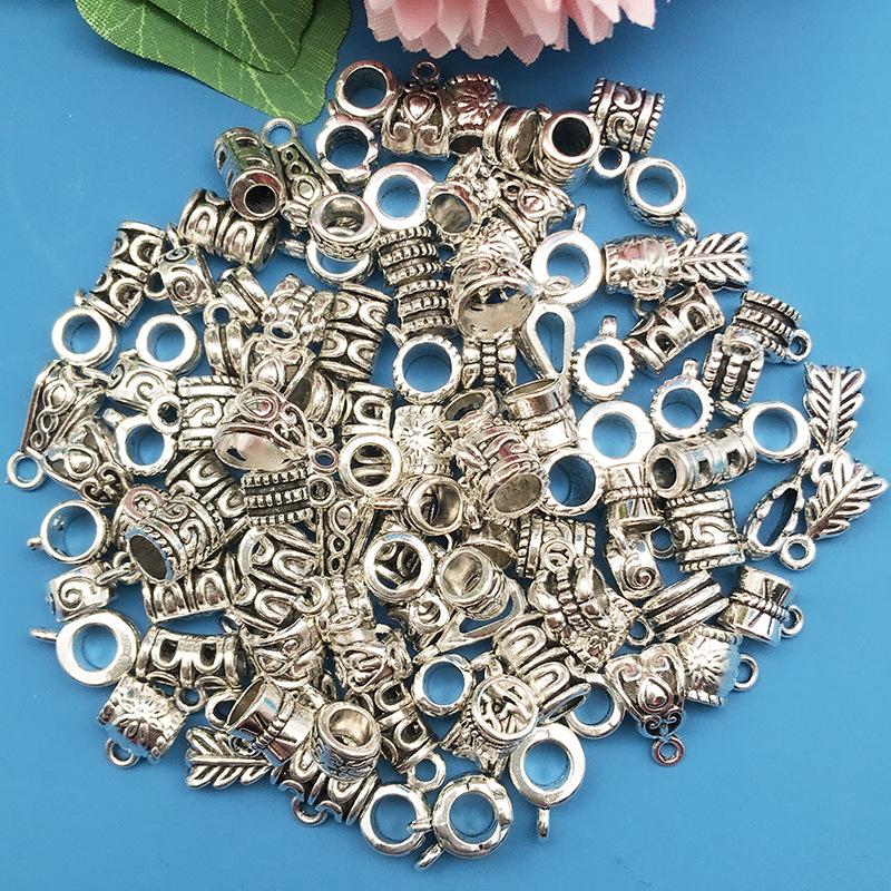 1 4Mm Large Hole Tee Hanging Head Pendant Buckle Handmade Diy Silver, Bracelet Jewelry Accessories
