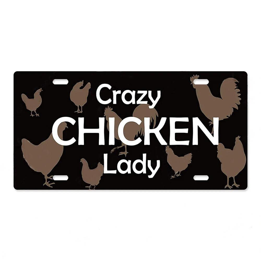 Vintage Metal Chicken Licenses Plate Signs Decor Plaque Metal Decoration for Hen House Door Farmhouse